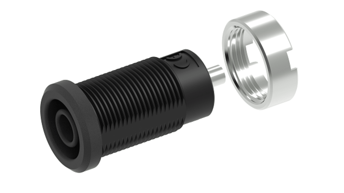 Electro PJP 4 mm Bananenbuchse Schwarz, 1kV / 25A Flachstecker