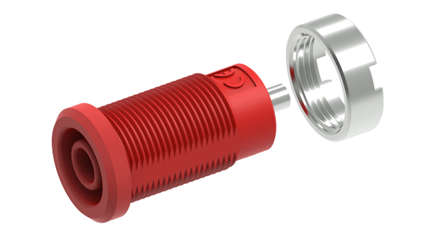 Electro PJP 4 mm Bananenbuchse Rot, 1kV / 25A Flachstecker