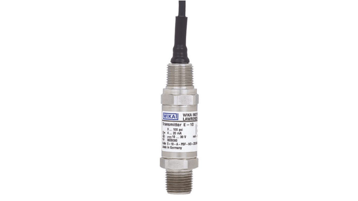 WIKA E-10 Series Pressure Sensor, 0bar Min, 250bar Max, 2 Wire, 4 → 20 mA Output, Gauge Reading