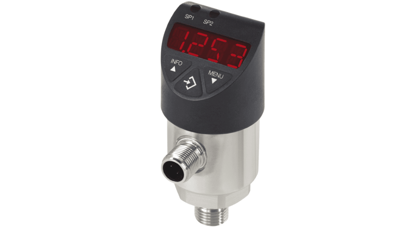 WIKA PSD-31 Series Pressure Sensor, -1bar Min, 1.5bar Max, PNP Output, Gauge Reading