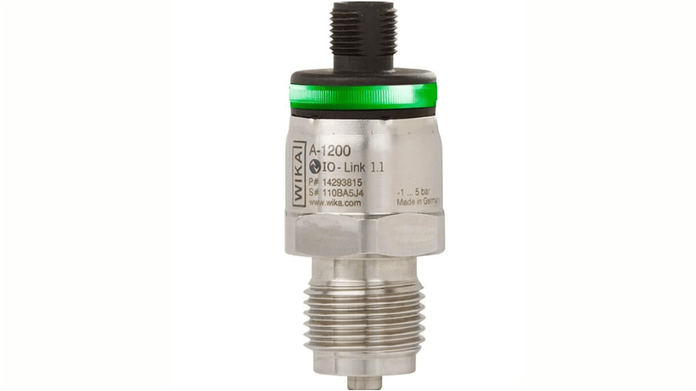 WIKA A-1200 Series Pressure Sensor, -1bar Min, 0bar Max, PNP Output, Gauge Reading