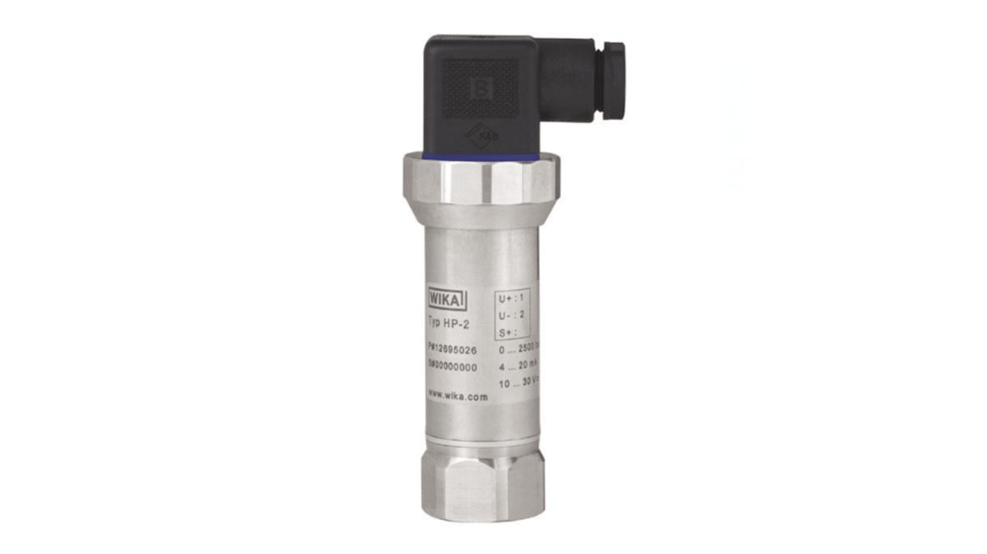 WIKA HP-2 Series Pressure Sensor, 0bar Min, 1600bar Max, 2 Wire, 4 → 20 mA Output, Gauge Reading