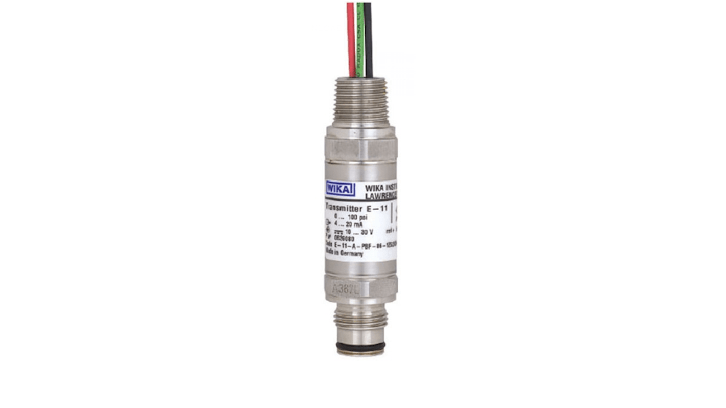 WIKA E-11 Series Pressure Sensor, 0bar Min, 10bar Max, 2 Wire, 4 → 20 mA Output, Gauge Reading