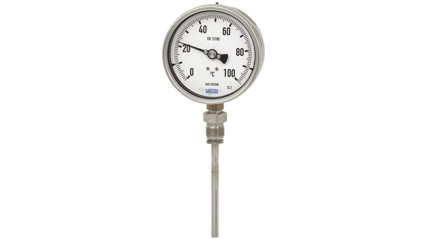 Thermomètre à aiguille WIKA R73, 120 °C max, , Ø cadran 160mm