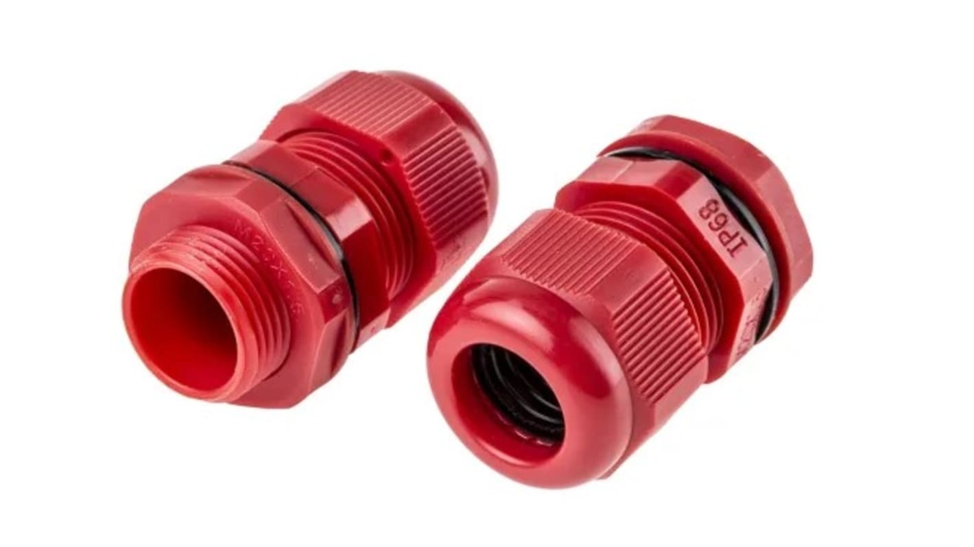 RS PRO Red Nylon Cable Gland, M20 Thread, 10mm min., 14mm max., IP68