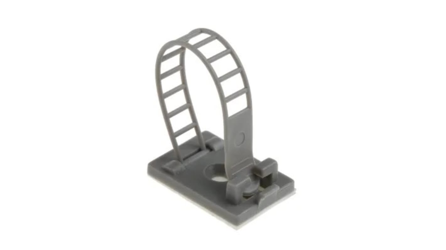 Morsetto regolabile RS PRO in Nylon 66, Ø fascio 17mm max, 25 x 18 x 70mm, col. Grigio, Autoadesivo