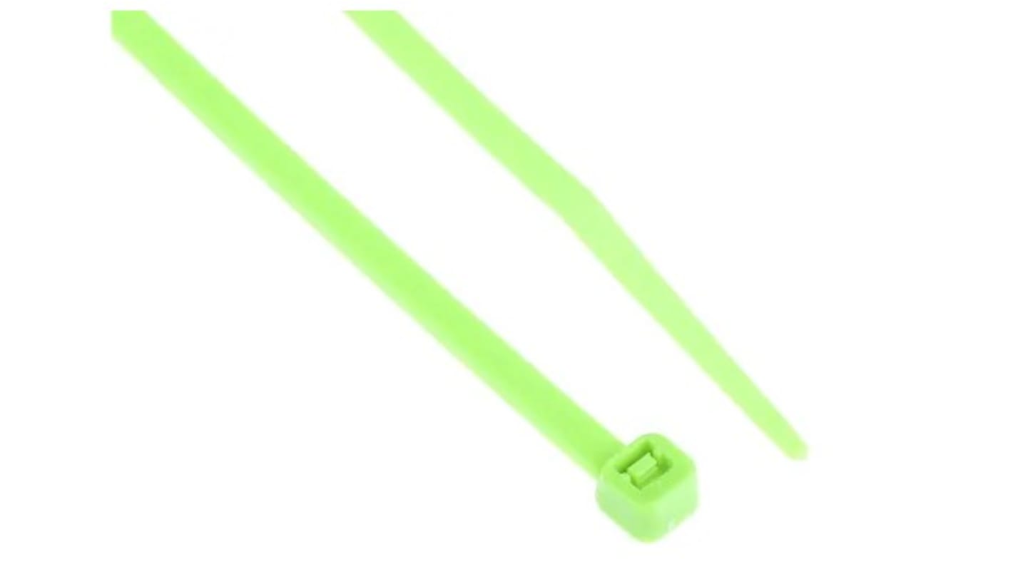 RS PRO Cable Tie, 203mm x 3.6 mm, Green Nylon, Pk-250
