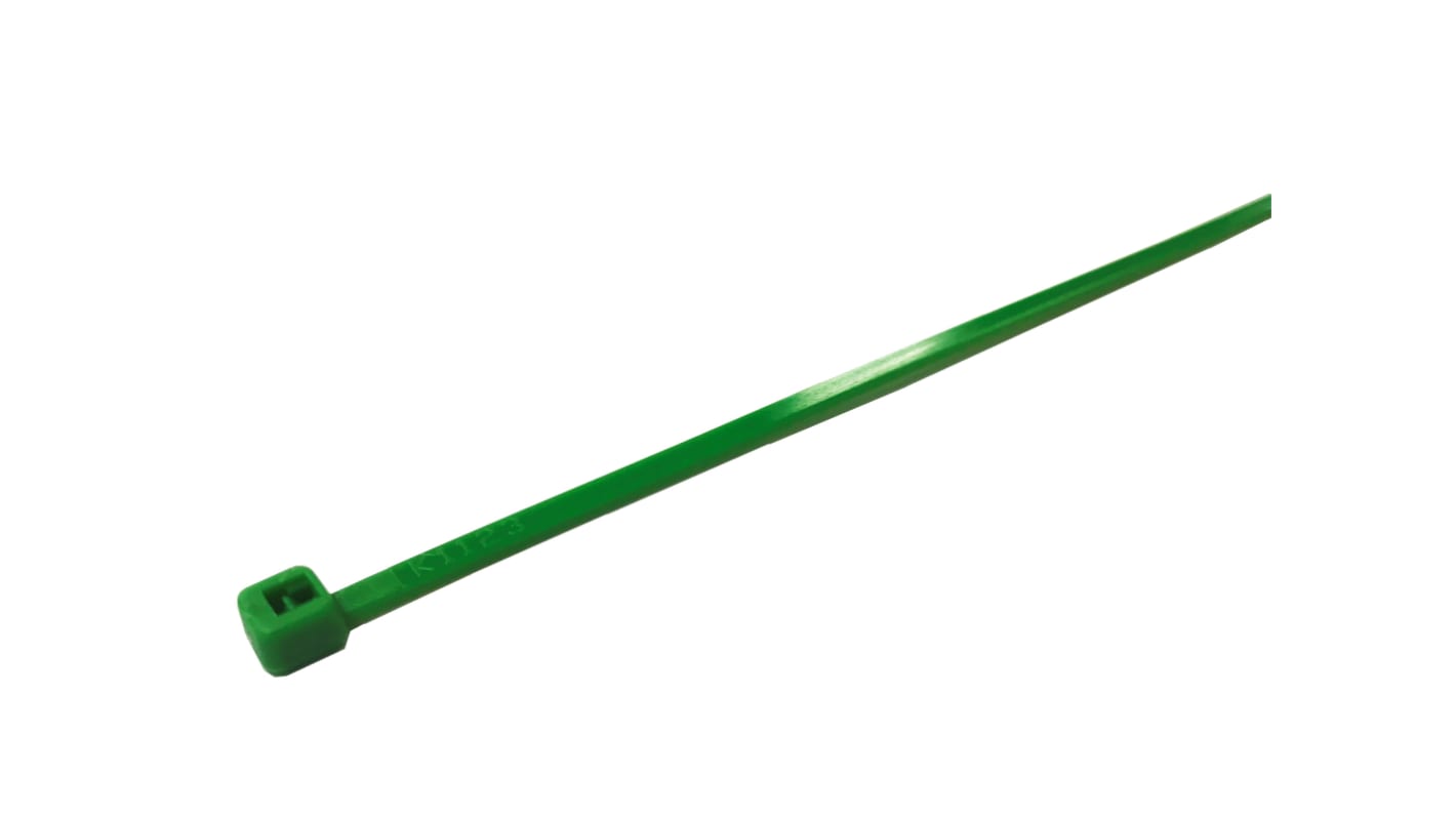 Brida RS PRO de Nylon 66 Verde, 100mm x 2,5 mm, No desmontable