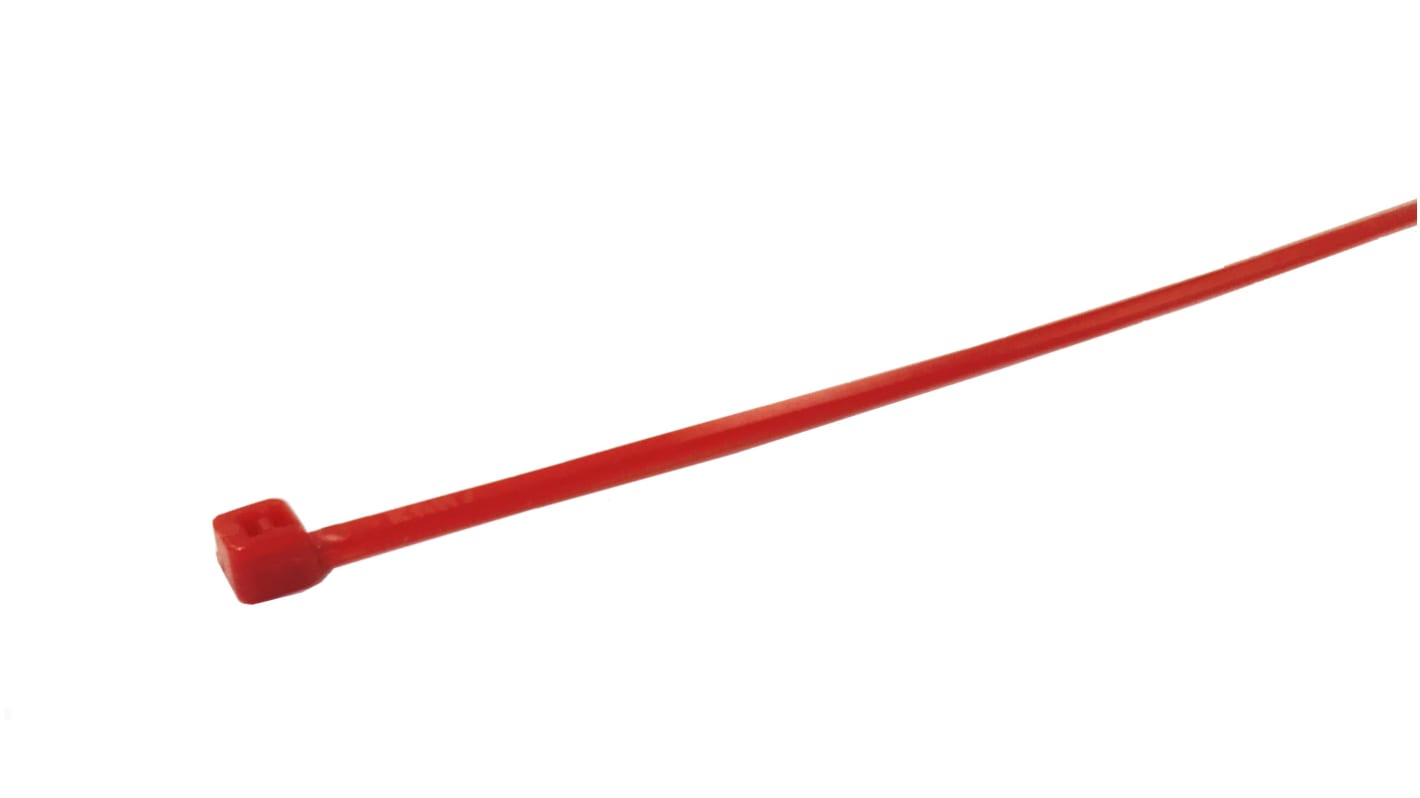 Brida RS PRO de Nylon 66 Rojo, 100mm x 2,5 mm, No desmontable