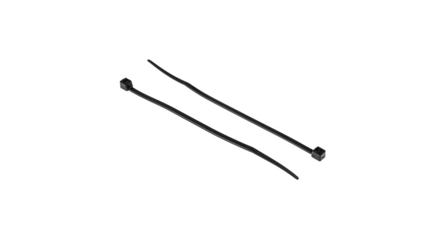 RS PRO Cable Tie, Heat Stabilised, 203mm x 2.5mm, Black Nylon, Pk-1000