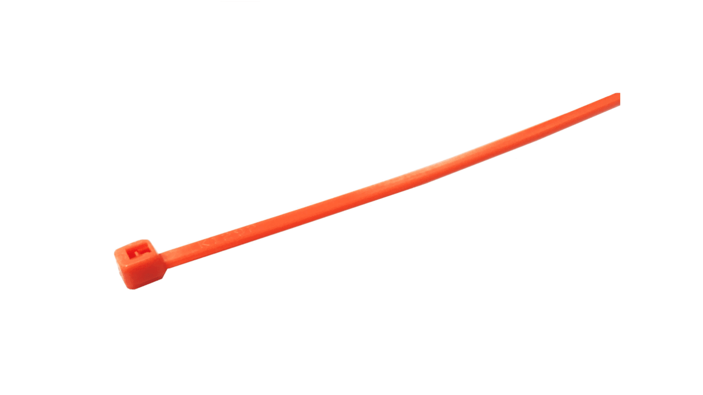 RS PRO Nylon 66 Kabelbinder Orange 2,5 mm x 203mm, 250 Stück