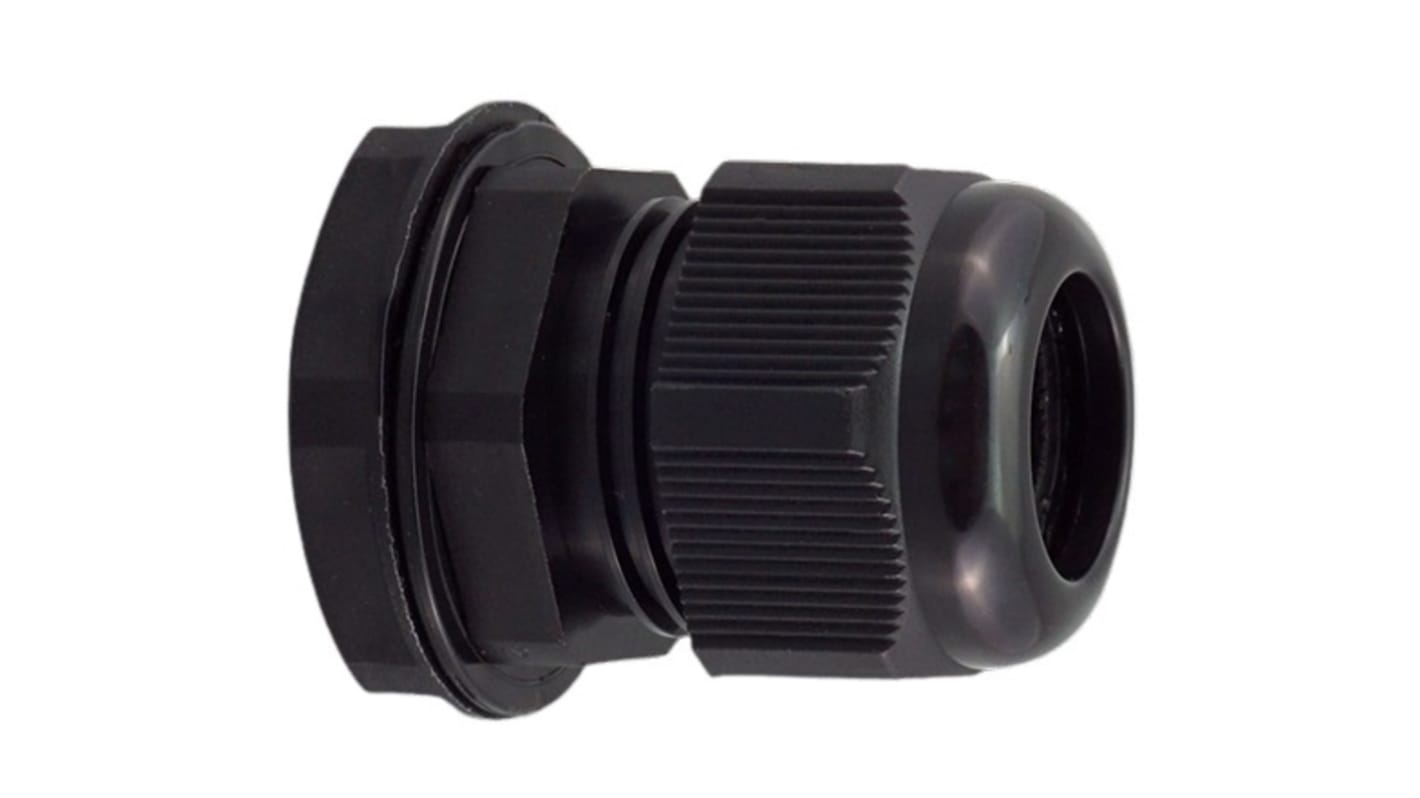 RS PRO Black Nylon Cable Gland, PG7 Thread, 3mm min., 6.5mm max., IP68