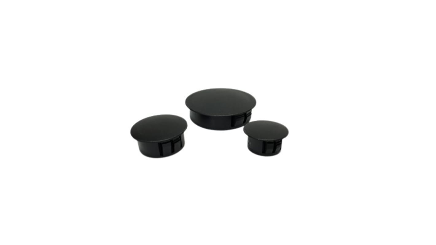 Tapón ciego para prensaestopas RS PRO, Negro, No Roscado, Nylon 66, Tope, 14.3mm, 16.7mm