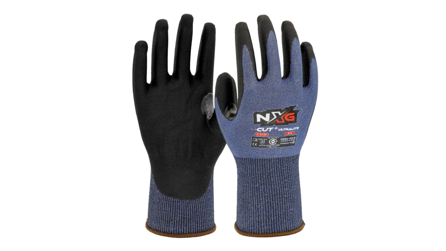 NXG NXG Cut D Ultra Lite Purple/ Black Yarn Cut Resistant Work Gloves, Size 11, Nitrile Coating