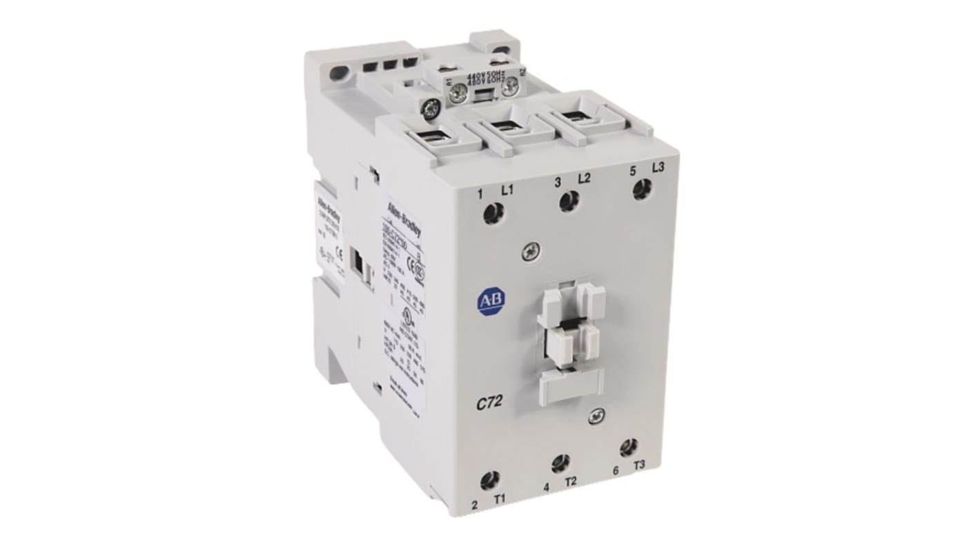 Allen Bradley IEC 100-C Contactor, 24 V dc Coil, 3-Pole, 72 A, 40 kW, 3NO, 690 V ac