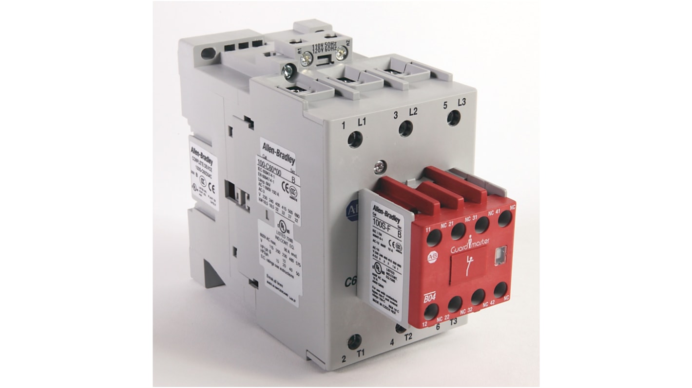 Allen Bradley IEC 100S-C Contactor, 24 V dc Coil, 3-Pole, 60 A, 40 kW, 3NO, 690 V ac