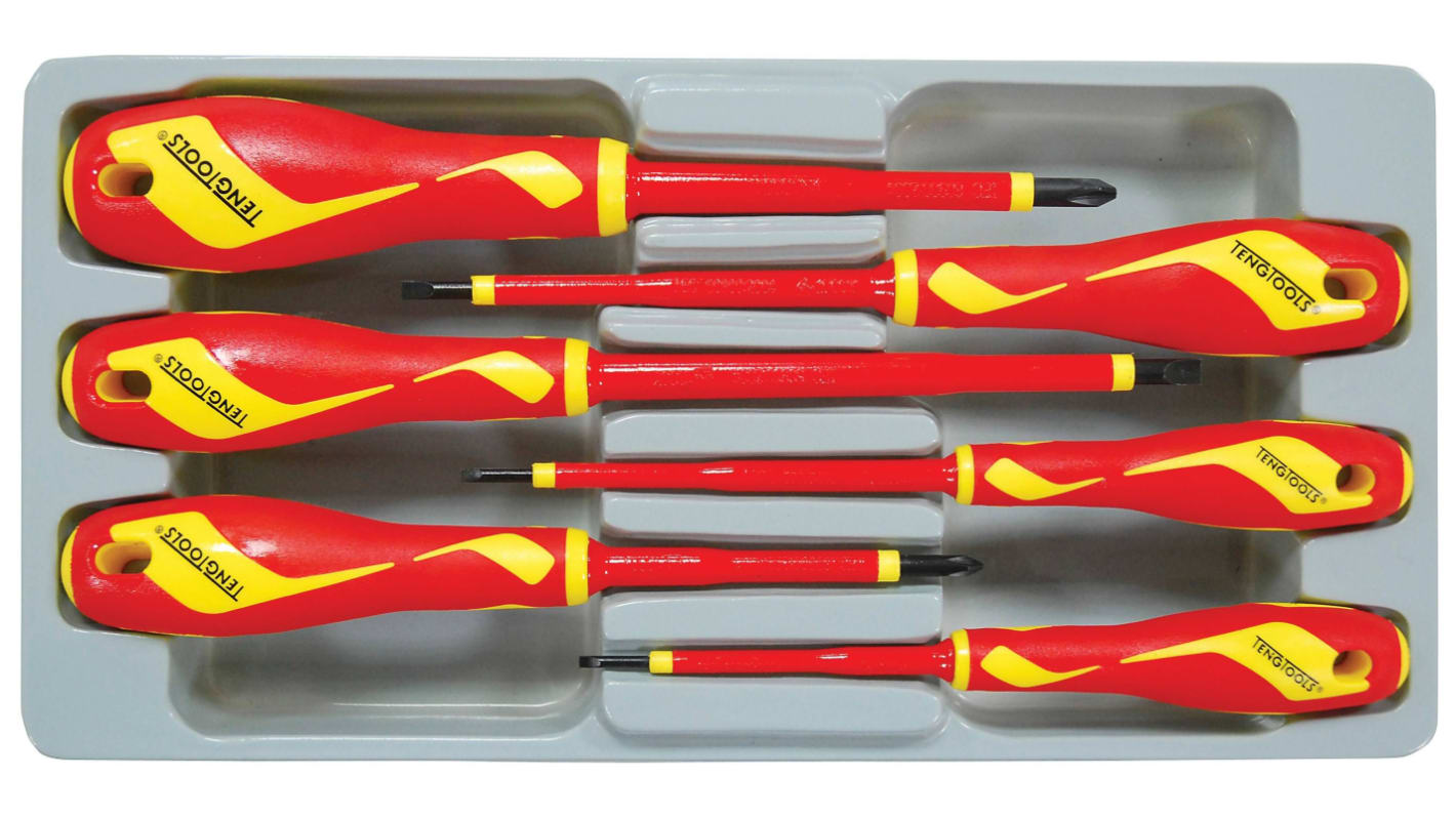 Teng Tools Slotted Insulated Screwdriver Set, 6-Piece