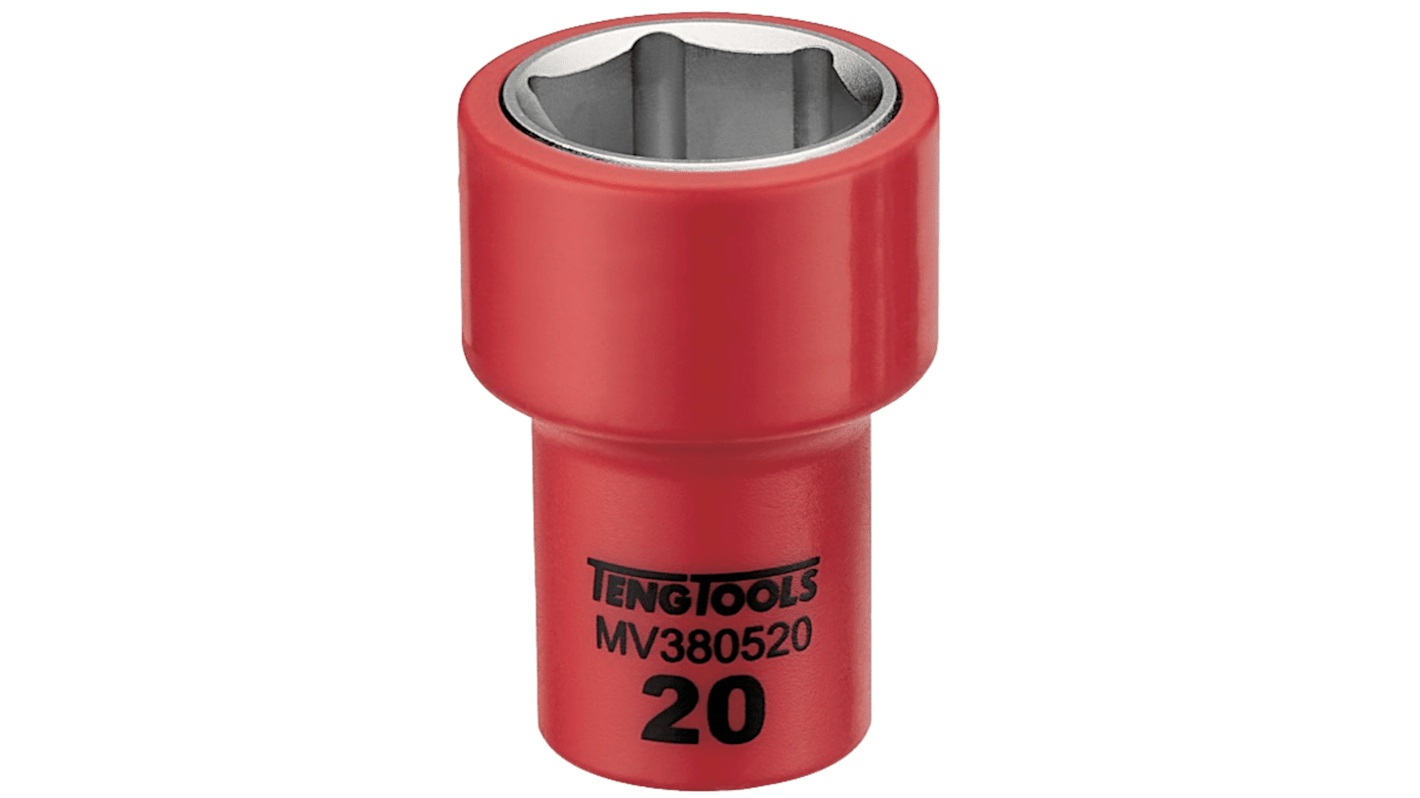 Teng Tools 3/8 in Drive 16mm Insulated Standard Socket, 6 point, VDE/1000V, 46 mm Overall Length