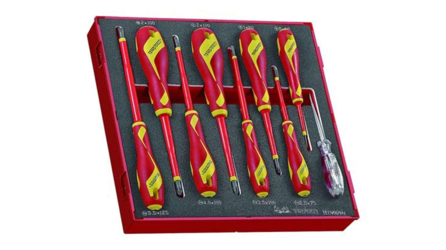 Teng Tools Slotted Insulated Screwdriver Set, 9-Piece