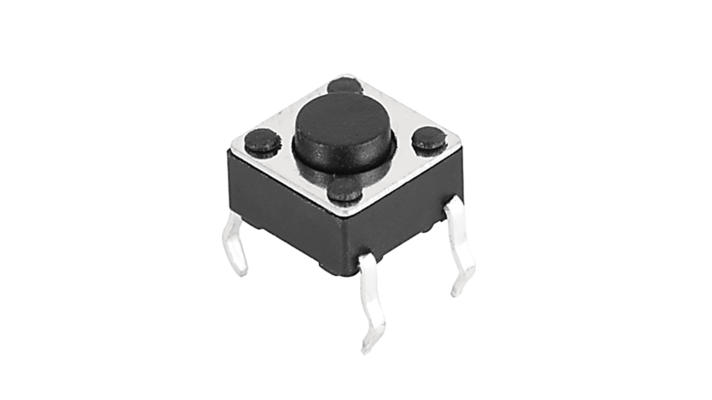 Schurter IP40 Black Button Tact Switch, SPST 0.05VA 12.5mm Through Hole