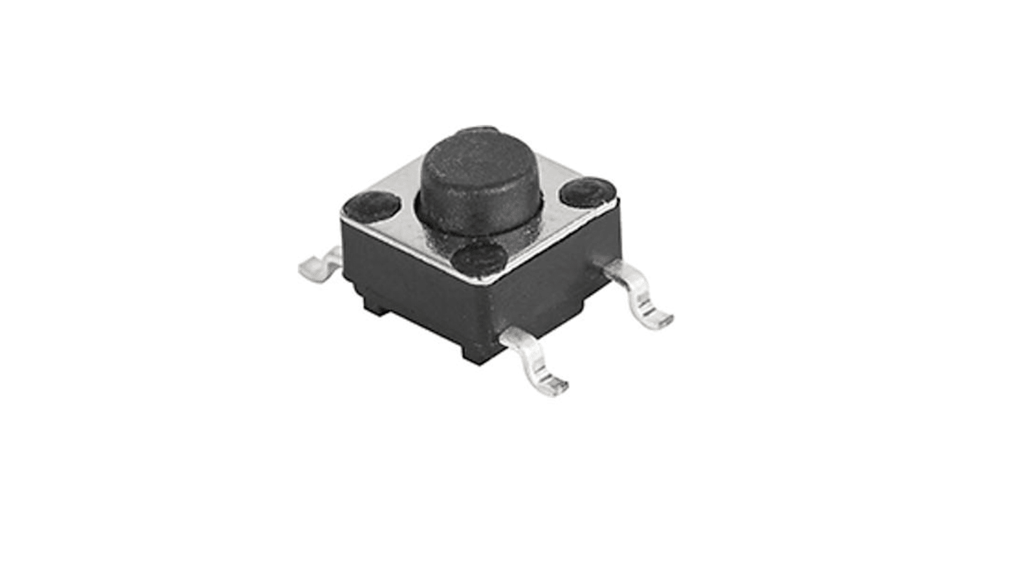 Schurter IP40 Black Button Tact Switch, SPST 0.05VA 7mm Surface Mount