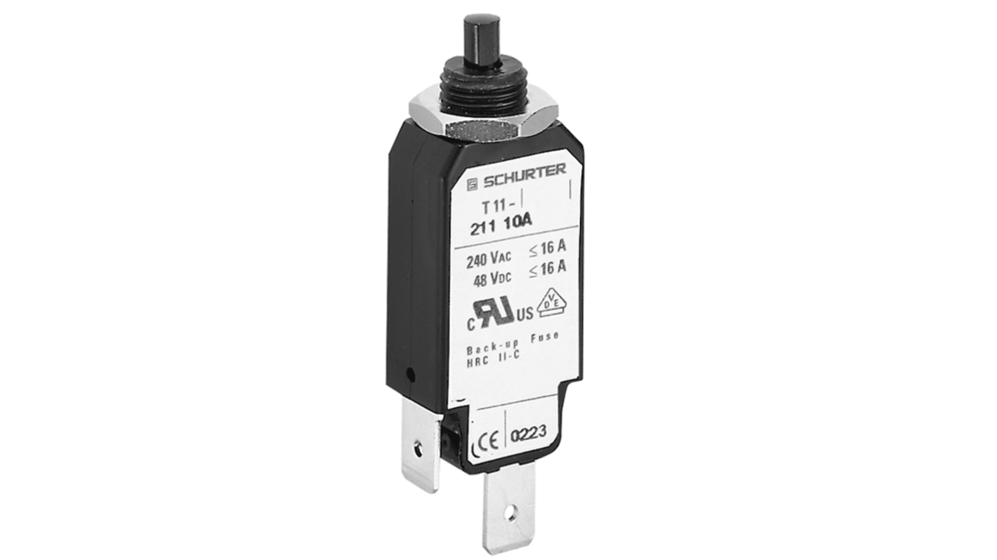 Schurter T11-211 Thermischer Überlastschalter / Thermischer Geräteschutzschalter, 1-polig, TA11, 6A, 240V ac