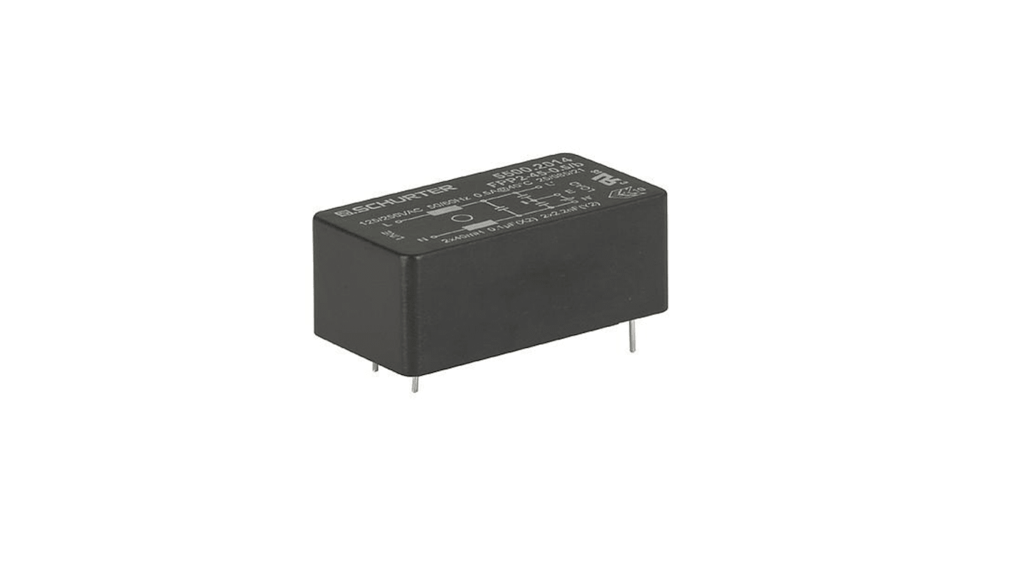Schurter, FPP-02 1A 250 V ac 50Hz Power Line Filter, PC Pin, Single Phase