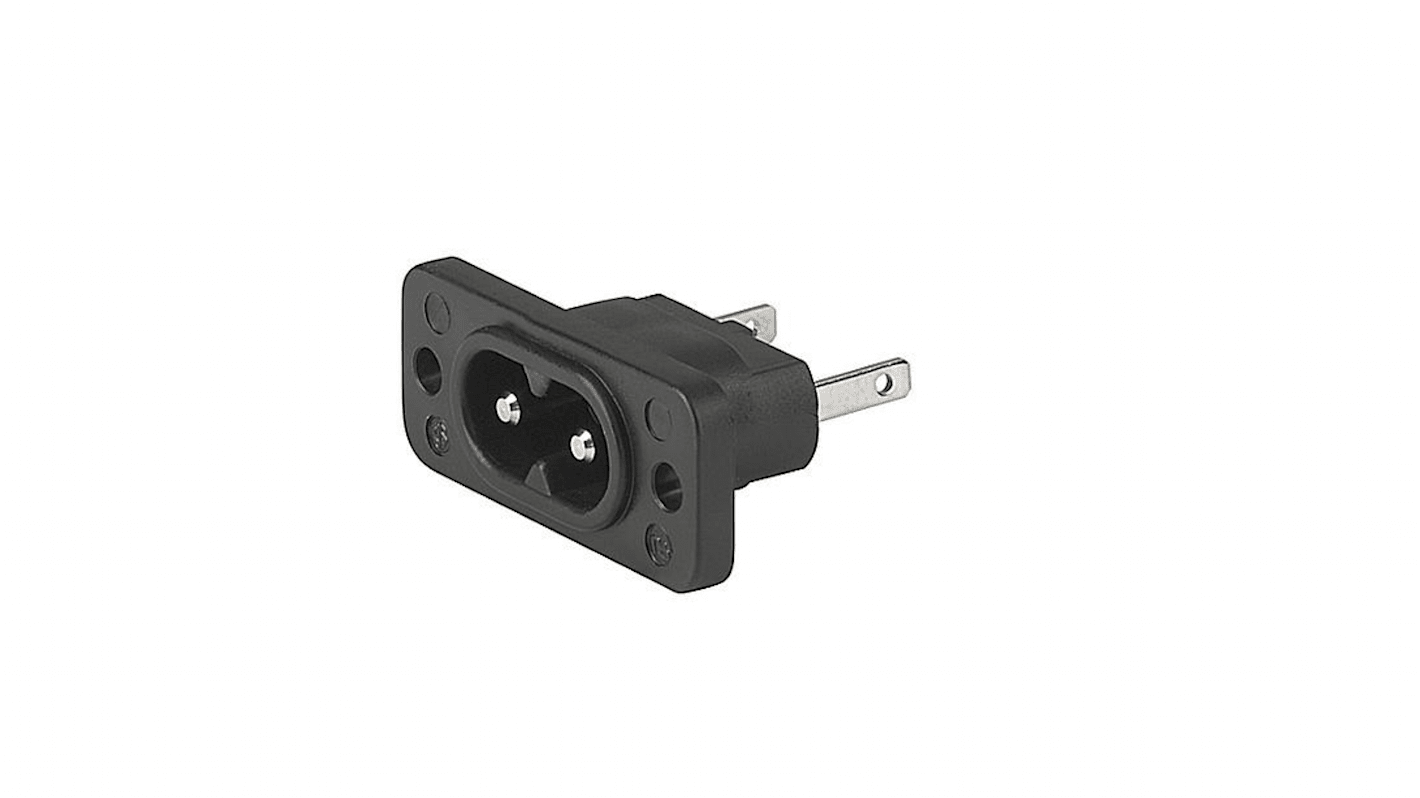 Conector IEC C8 macho Schurter, Recto, Montaje en Panel, 250 V CA, 2.5A