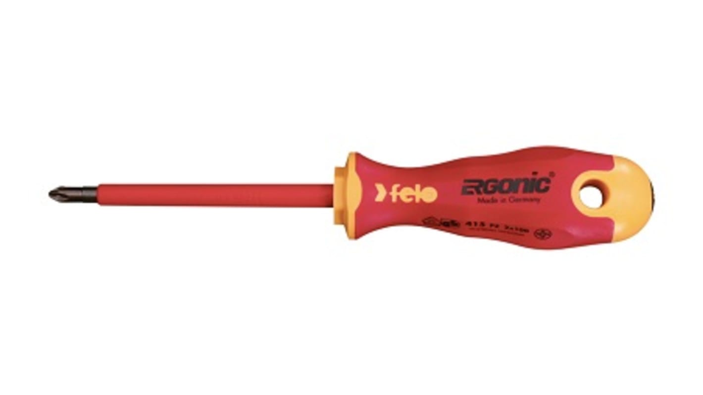 Felo Pozidriv Insulated Screwdriver, PZ2 Tip, VDE/1000V