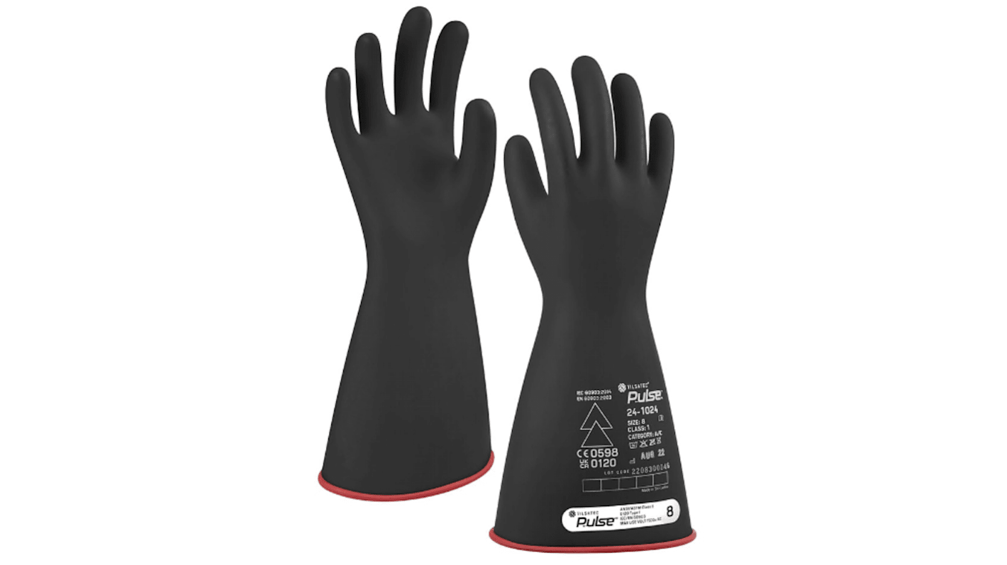 Tilsatec 24-1024 Black/Red Natural Rubber Latex Electrical Protection Work Gloves, Size 10, Latex, Natural Rubber