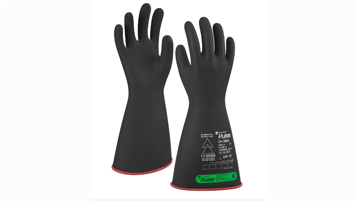 Tilsatec 24-3024 Black/Red Natural Rubber Latex Electrical Protection Work Gloves, Size 11, Latex, Natural Rubber