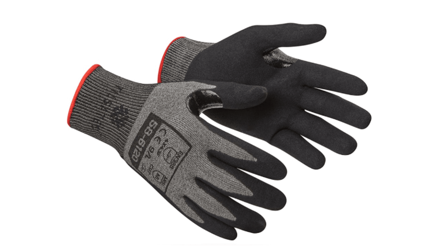 Guantes de trabajo de Fibra Negro Tilsatec serie 58-6120, talla 11, con recubrimiento de Bipolímero