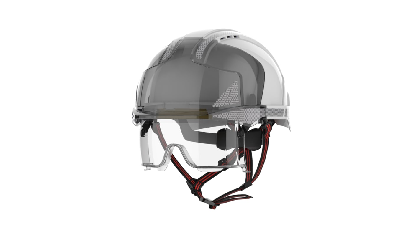 JSP EVO White Safety Helmet with Chin Strap, Adjustable, Ventilated
