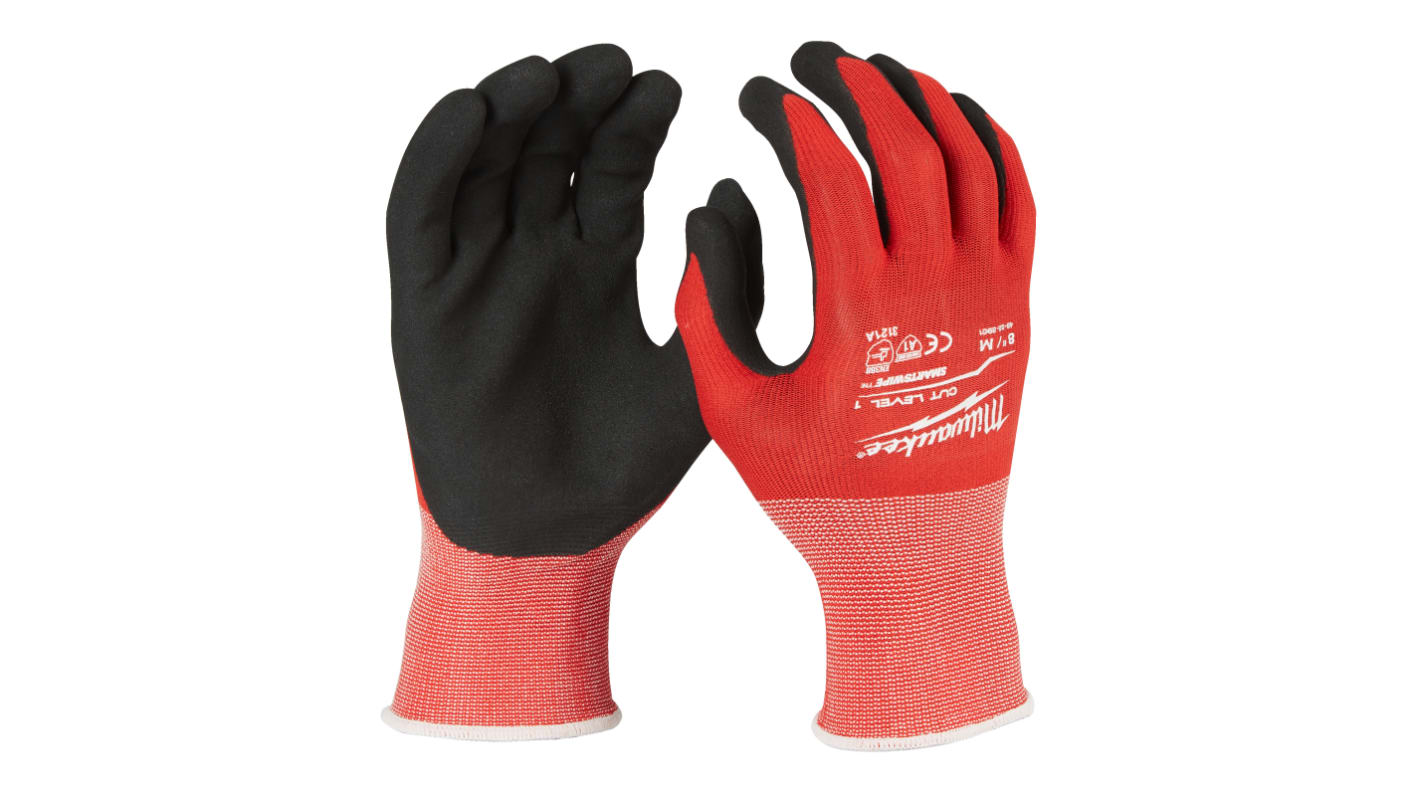 Guanti da lavoro Milwaukee Cut Level, Tg. 7, in Nitrile, col. Rosso