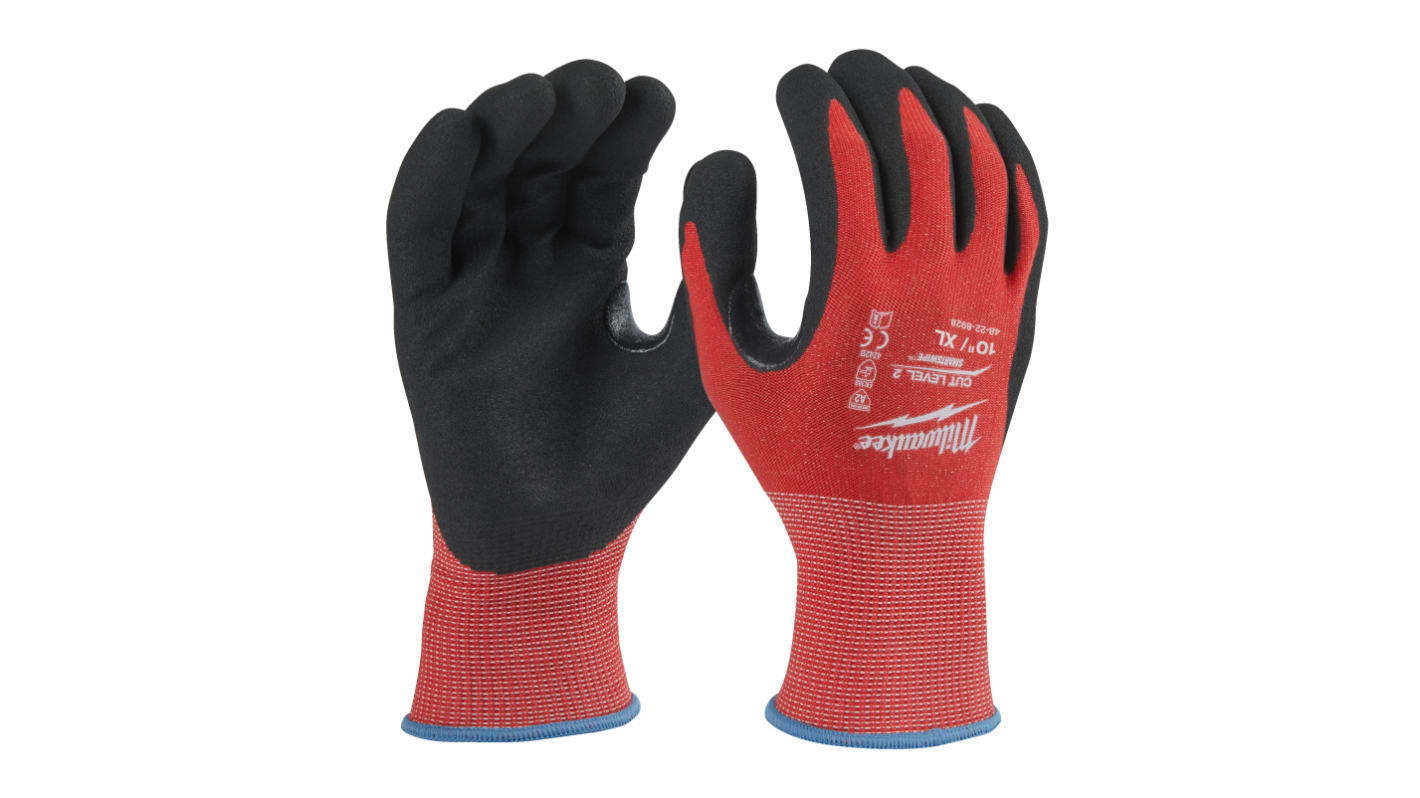 Gants de manutention Milwaukee Cut Level taille 10, Résistant aux coupures, Rouge