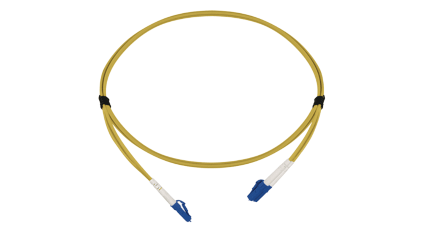 Cable de fibra óptica HellermannTyton Connectivity OS2 de 2 núcleos, con A: LC, con B: LC, long. 2m Amarillo