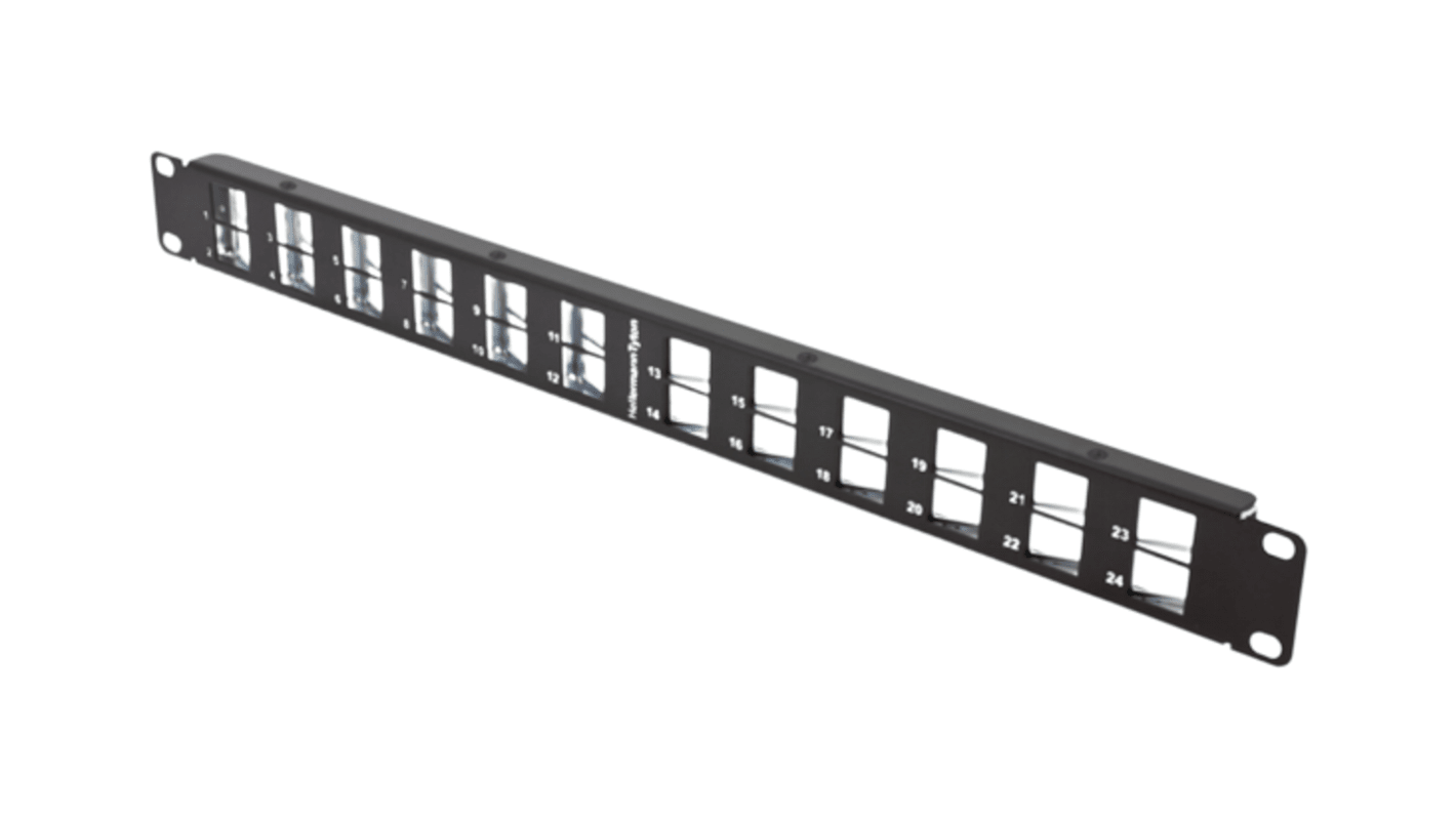 HellermannTyton Connectivity HTC Series 24 Port RJ45 Patch Panel Shielded, Unshielded 1U Black