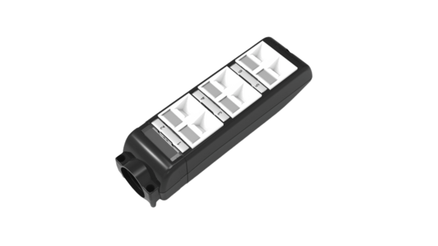 HellermannTyton 6口网络配线架 215mm 黑色，白色, HT系列