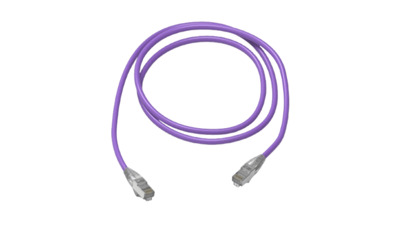 HellermannTyton Connectivity Cat6a Straight Male RJ45 to Straight Male RJ45 Ethernet Cable, Shielded, Purple LSZH