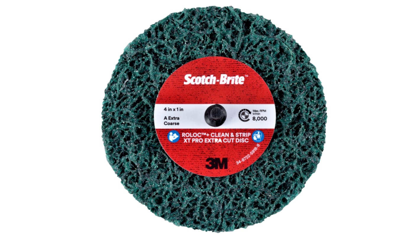 3M Scotch Brite Roloc + Aluminium Oxide Sanding Disc, 100mm x 6mm Thick, Extra Coarse Grade, 7100192712, 10 in pack