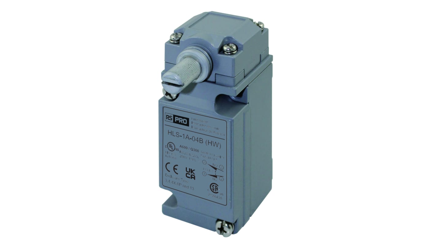 RS PRO Rotary Limit Switch, 1NC/1NO, IP67, SPDT, Die Cast Zinc Housing, 600V ac ac Max, 1.2A Max
