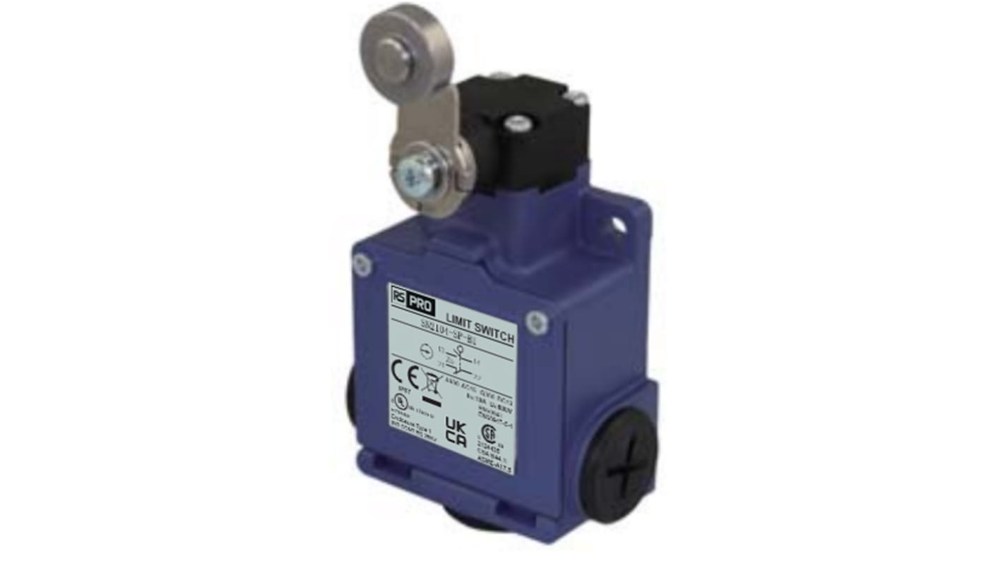 RS PRO Roller Limit Switch, 1NC/1NO, IP67, SPDT, Die Cast Zinc Housing, 600V ac ac Max, 10A Max