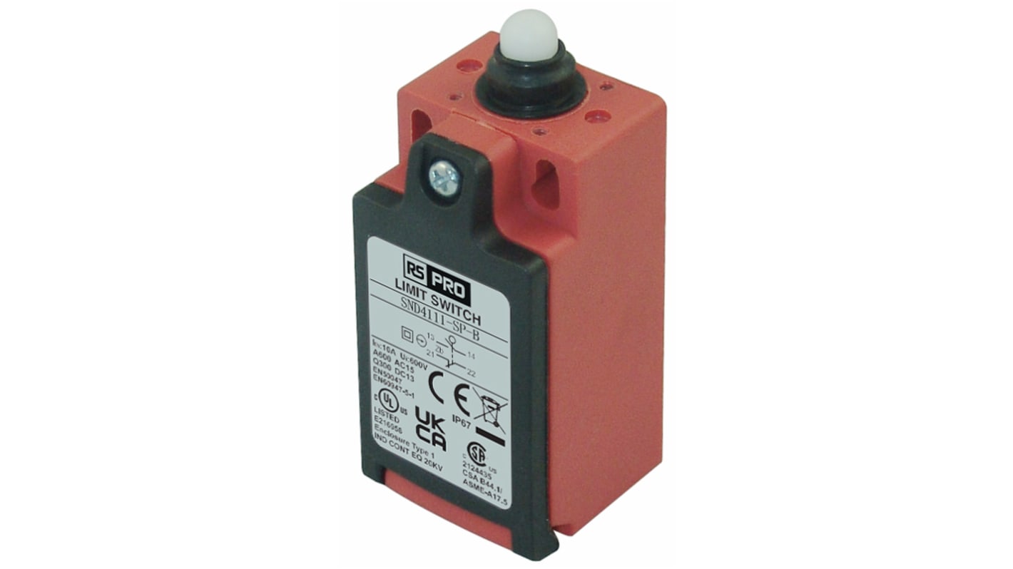 Wyłącznik krańcowy typ Trzpień RS PRO 1NO/1NC Działanie natychmiastowe 3A 250V ac IP67