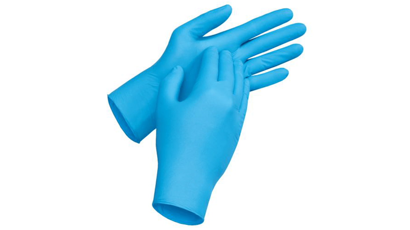 Uvex Uvex U Fit Blue Powder-Free Nitrile Disposable Gloves, Size L, No, 100 per Pack