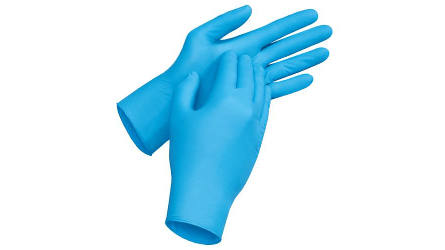 Guantes desechables uvex sin polvo de Nitrilo Azul, talla XL, caja de 100 unidades