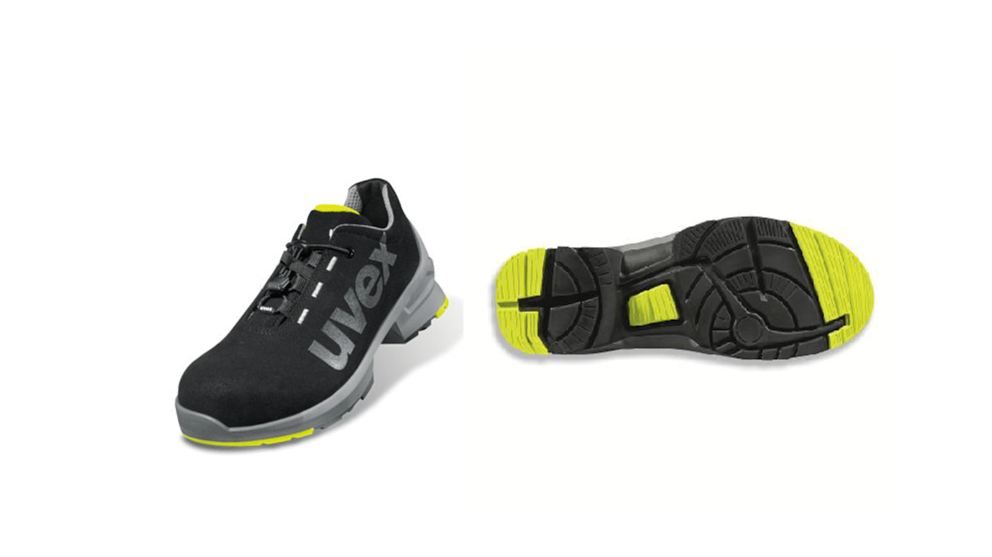 Uvex U8544 Unisex Black, Grey, Yellow Composite  Toe Capped Safety Trainers, UK 10, EU 44