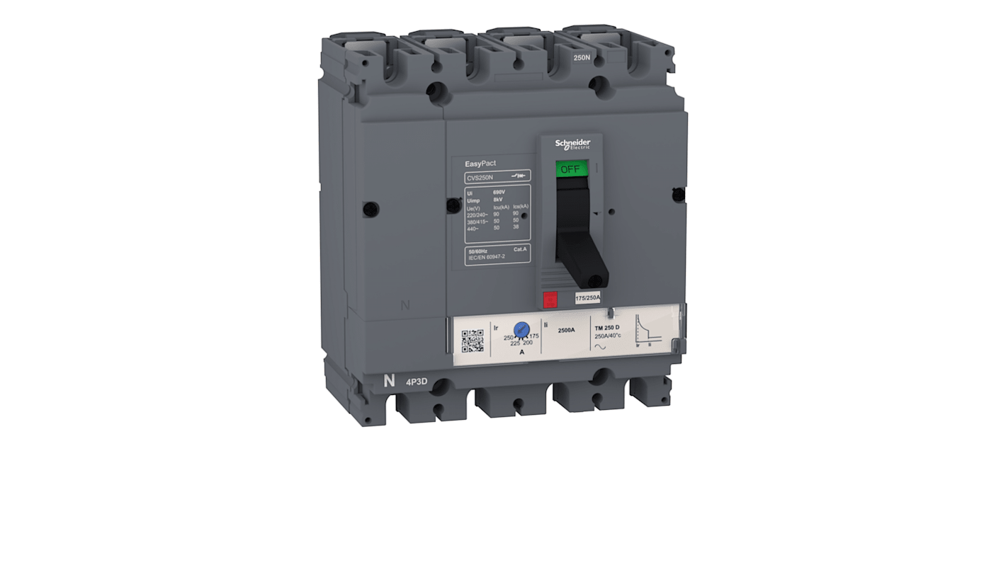 Schneider Electric EasyPact Maksimalafbryder - MCCB, antal poler: 4, 32A, brydeevne: 40 kA, Fast montering