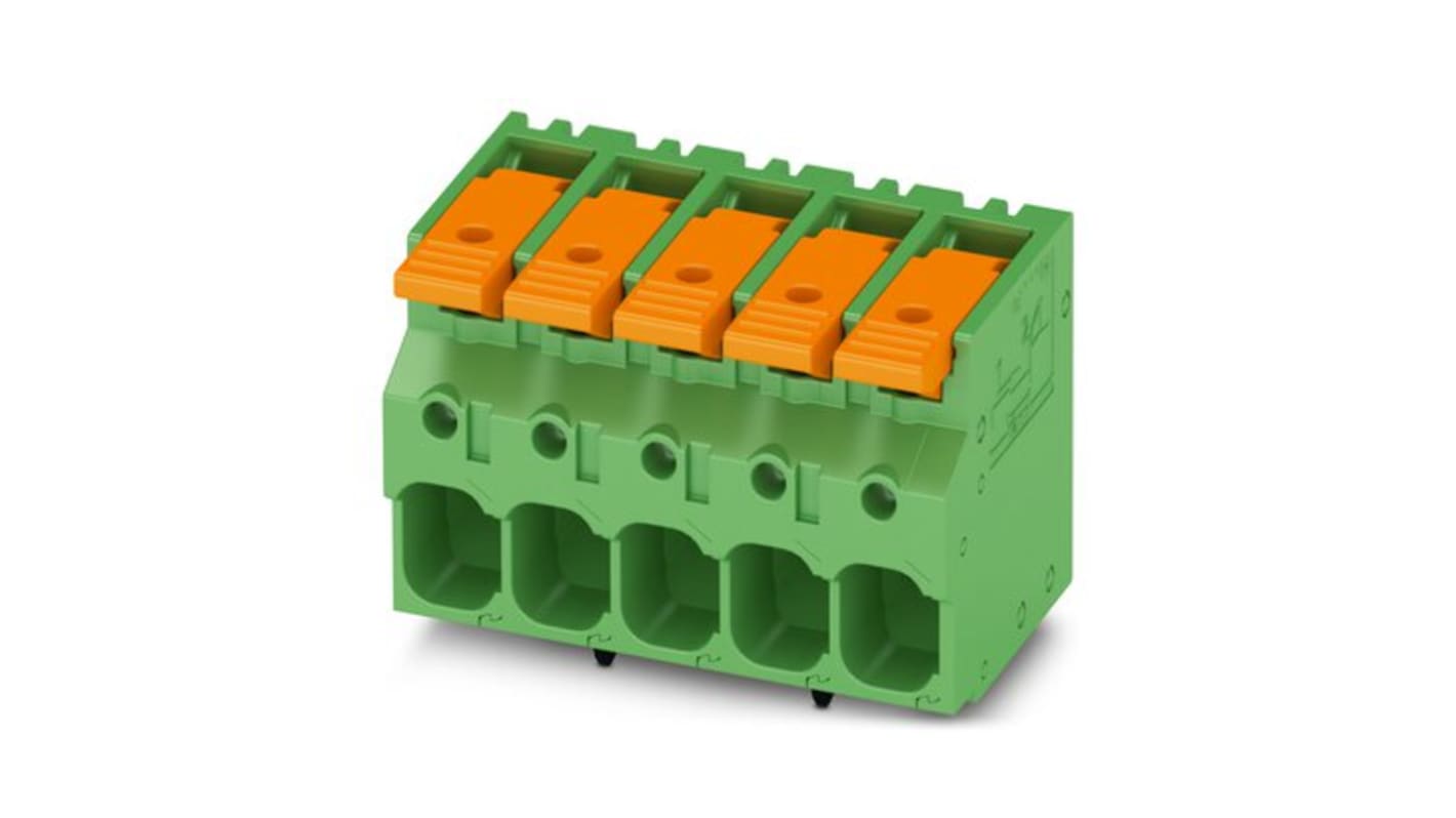 Phoenix Contact 5-ZB, LPT 6/ 3-7 Series PCB Terminal Block, 3-Contact, 7.5mm Pitch, PCB Mount, 1-Row, PCB Termination