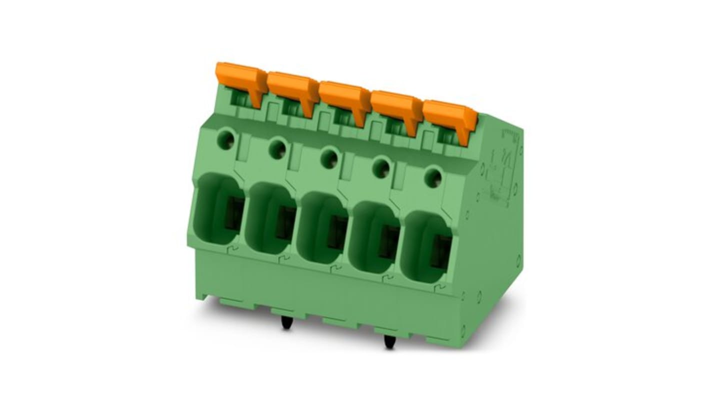 Phoenix Contact 5-ZB, LPTA 6/ 6-7 Series PCB Terminal Block, 6-Contact, 7.5mm Pitch, PCB Mount, 1-Row, PCB Termination