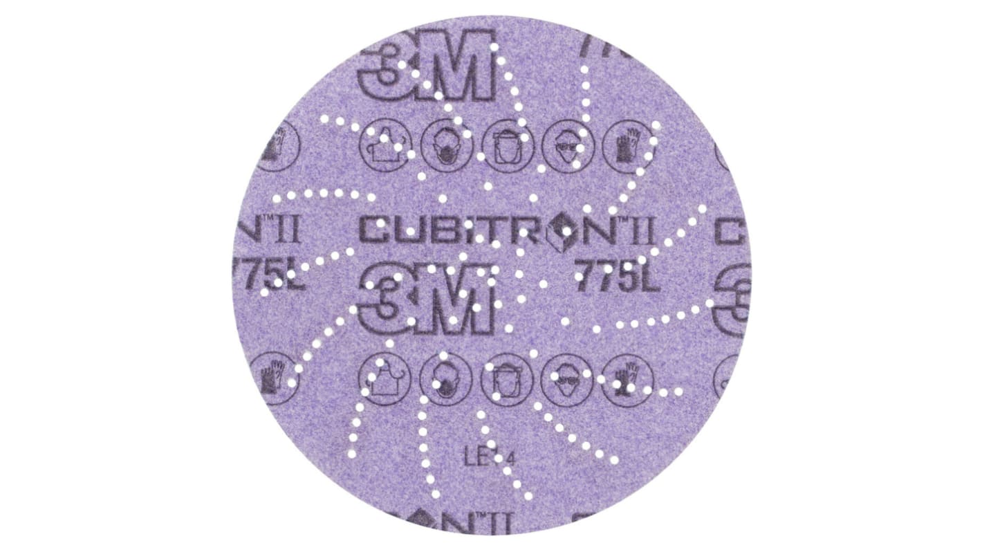 3M 3M Xtract Cubitron II Film Disc 775L Ceramic Sanding Disc, 127mm x 0.076mm Thick, 220+ Grade, 220+ Grit, 50/250 in